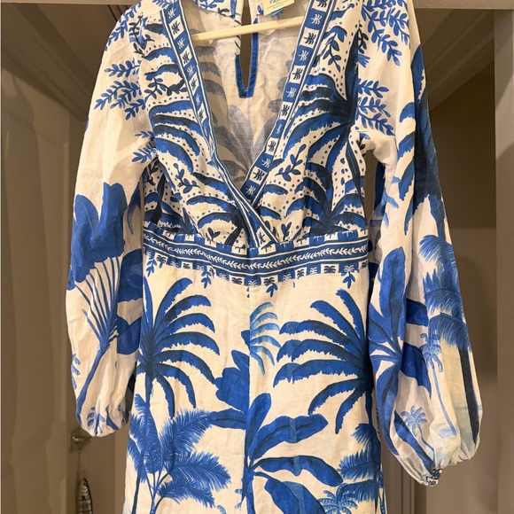 FARM Rio Other - Blue Palm-Print V-Neck Romper- Farm Rio